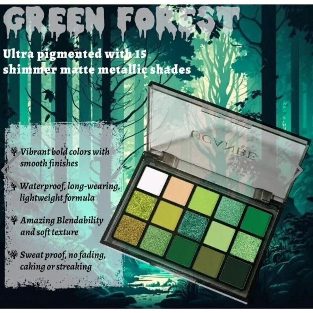 UCANBE Green Forest Professional Makeup Kit 15 Color Palette Face Body Paint